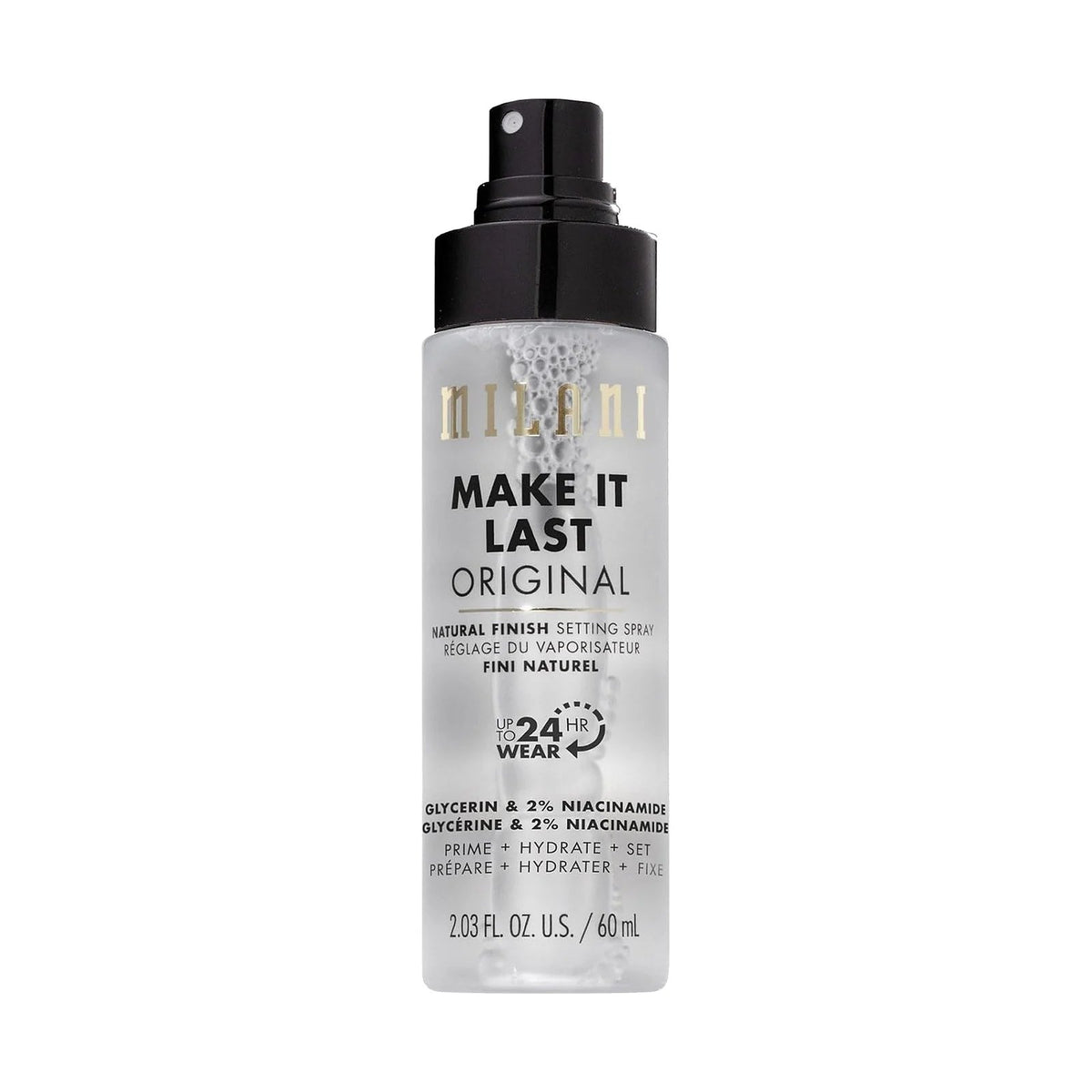 Spray fixateur Milani Make It Last 60 ml, Original, sur fond blanc
