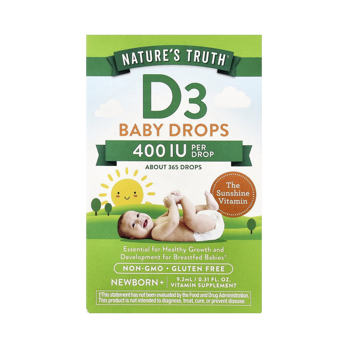 Nature's Truth Vitamine D3 Gouttes bébé 400 UI 9,2 ml