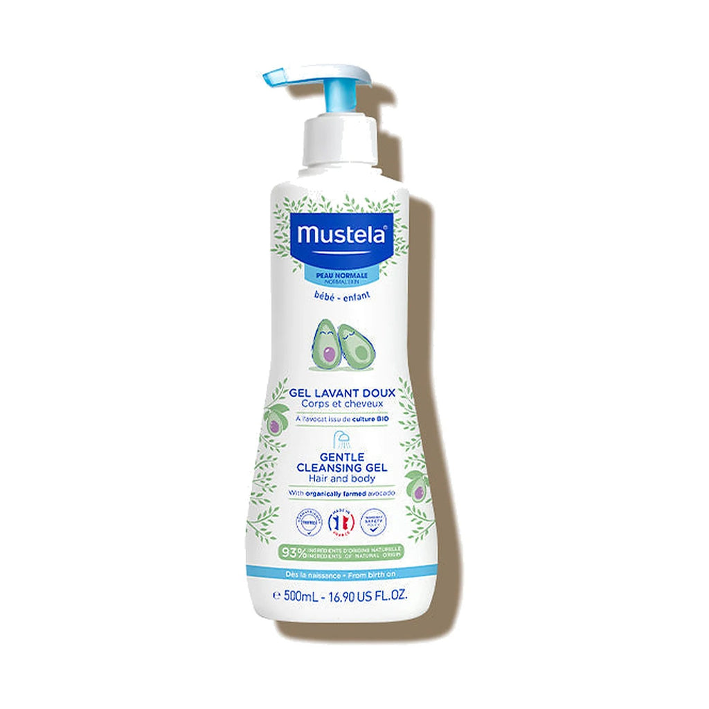Grand flacon de gel lavant doux Mustela Gentle Cleansing Gel de 500 ml pour bébé, photo produit