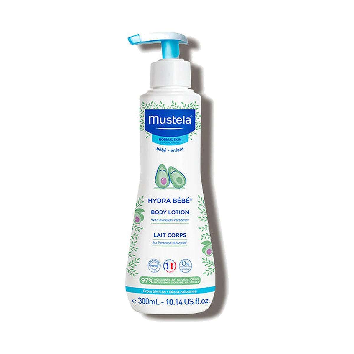 Flacon de lait corporel Mustela Hydra Bébé Body Lotion de 300 ml, photo du produit seul