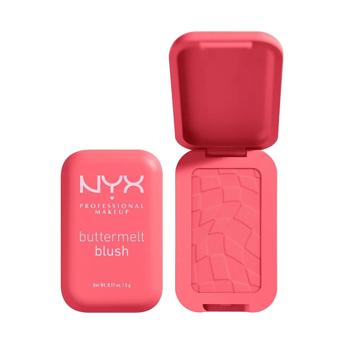 Blush poudre NYX Buttermelt dans son boîtier ouvert, teinte U Know Butta, sur fond blanc
