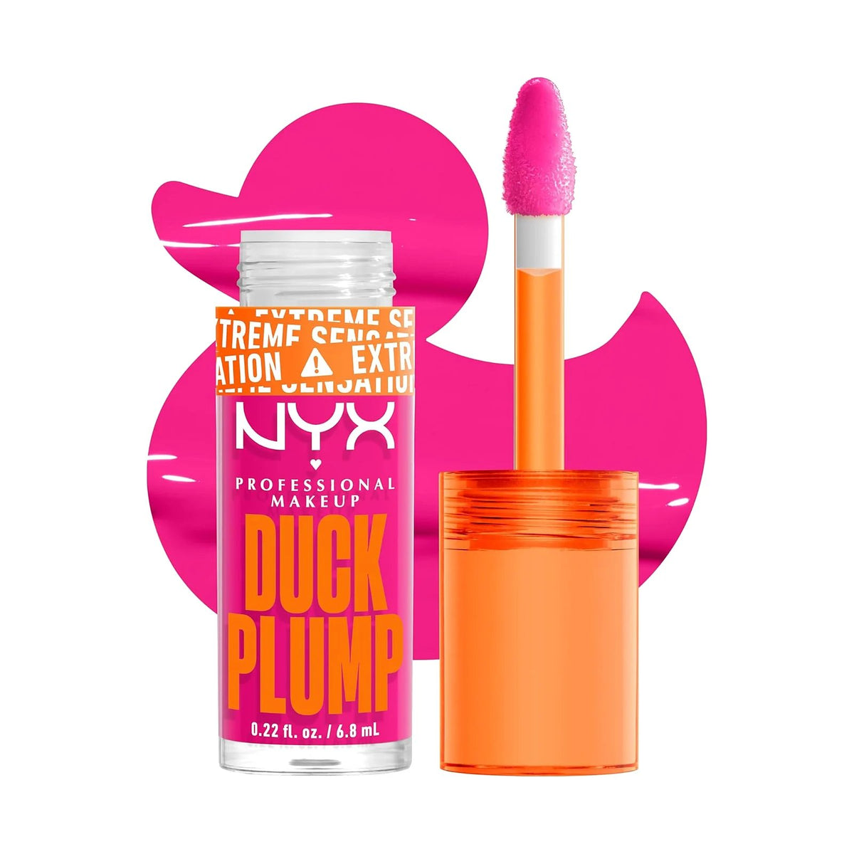 Gloss repulpant NYX Duck Plump, teinte Bubblegum Bae, sur fond blanc