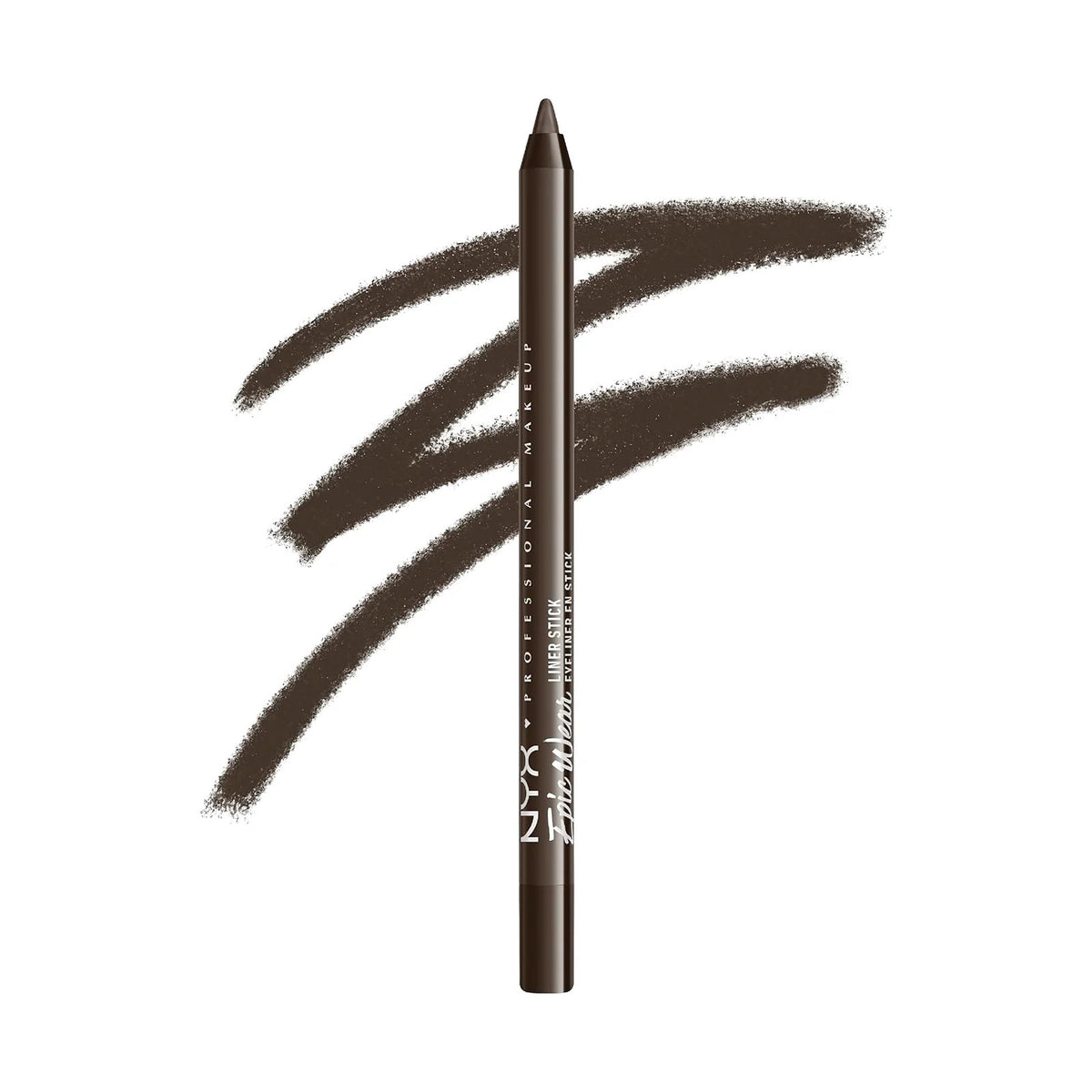 Crayon pour les yeux NYX Epic Wear Liner Stick, teinte 07 Deepest Brown, sur fond blanc