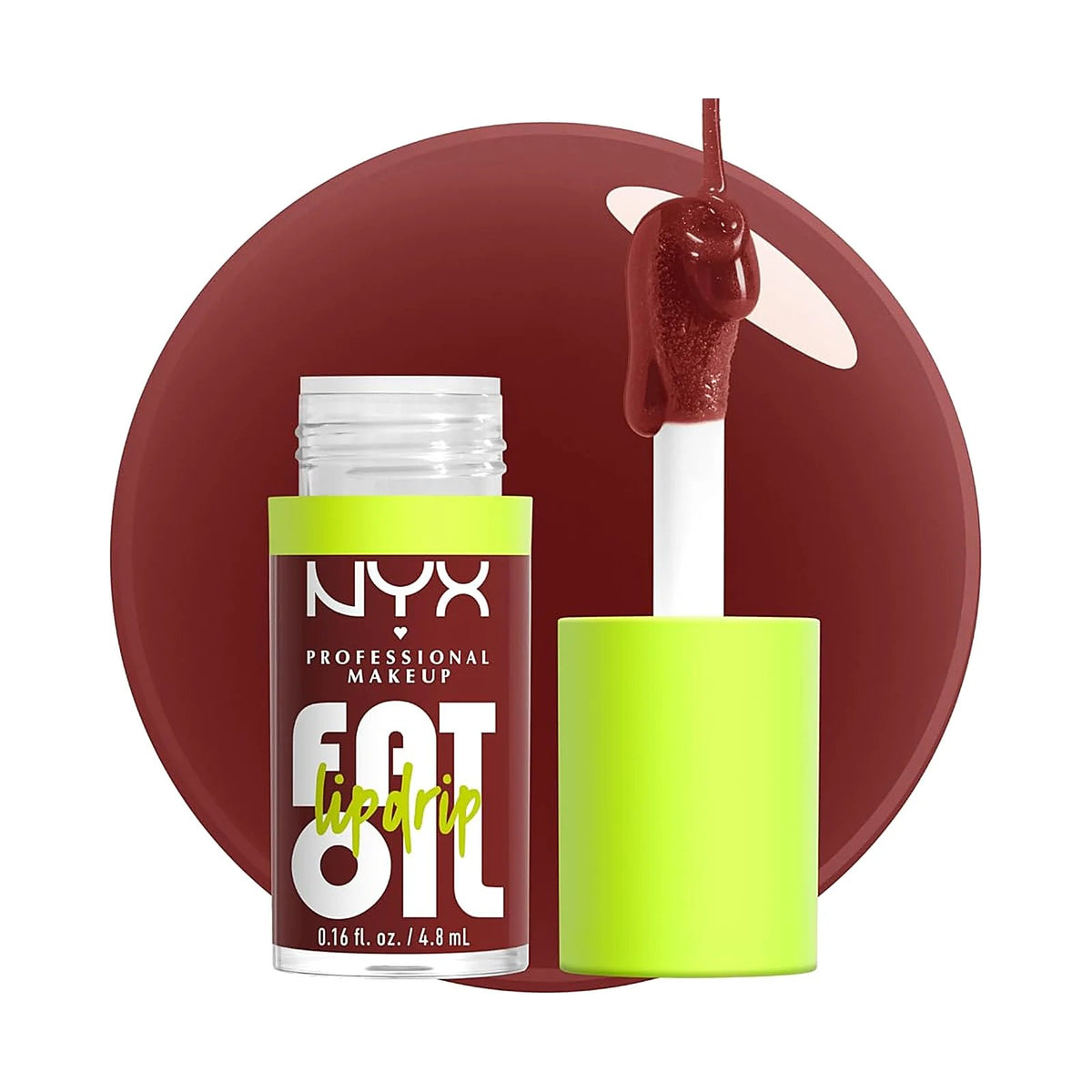 Huile à lèvres NYX Fat Oil Lip Drip 4,8 ml, teinte Inside Scoop, sur fond blanc