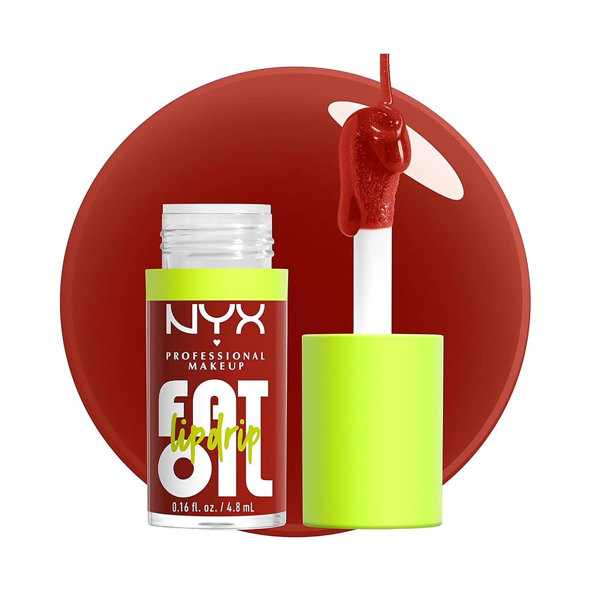 Huile à lèvres NYX Fat Oil Lip Drip 4,8 ml, teinte Losin Control, sur fond blanc
