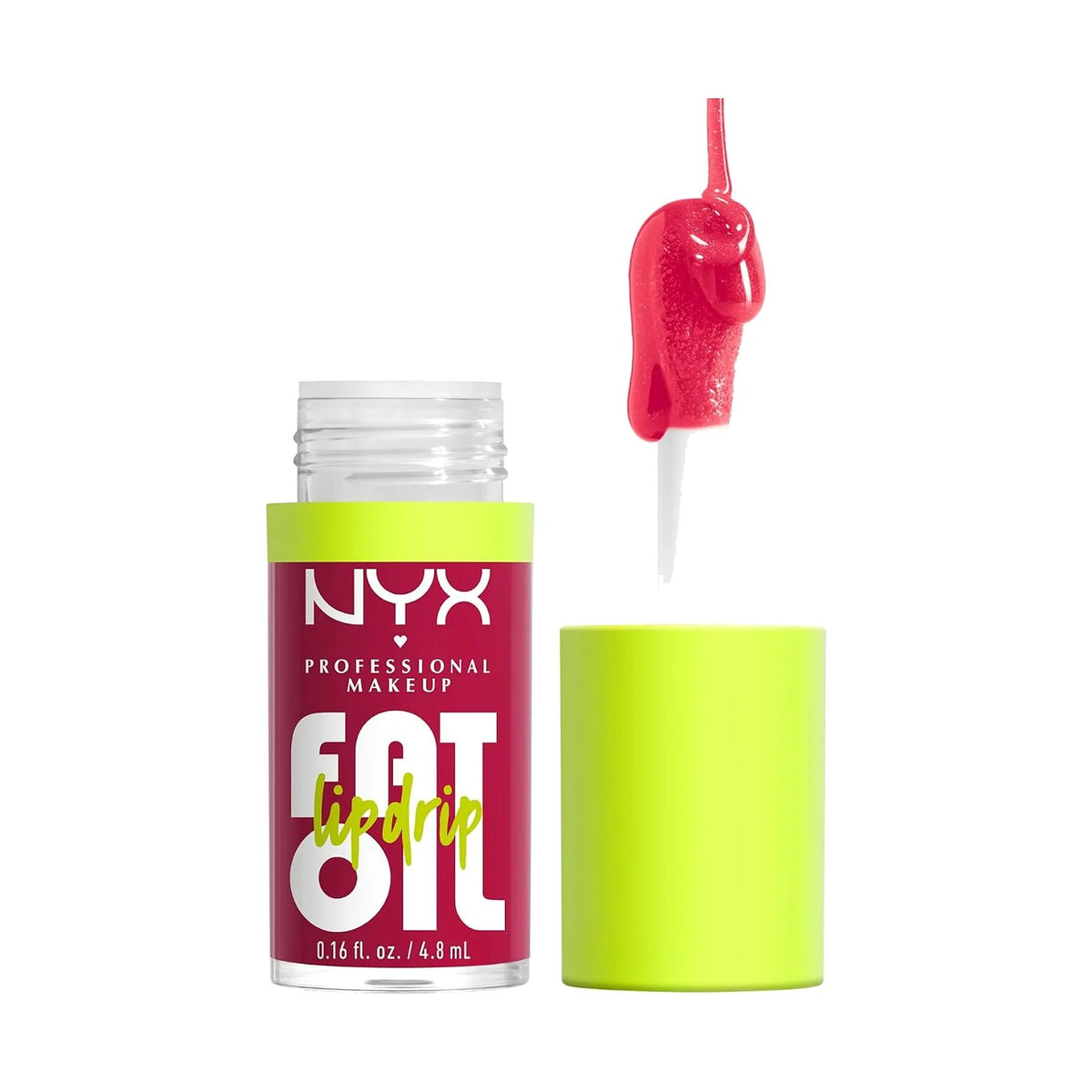 Huile à lèvres NYX Fat Oil Lip Drip 4,8 ml, teinte Newsfeed, sur fond blanc