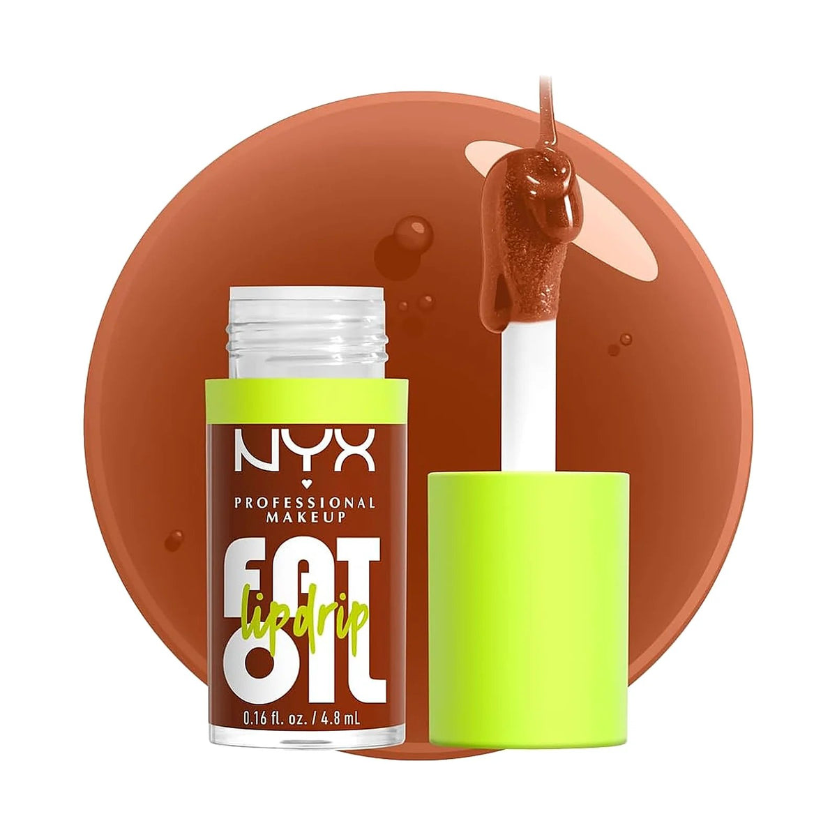 Huile à lèvres NYX Fat Oil Lip Drip 4,8 ml, teinte Scrollin, sur fond blanc