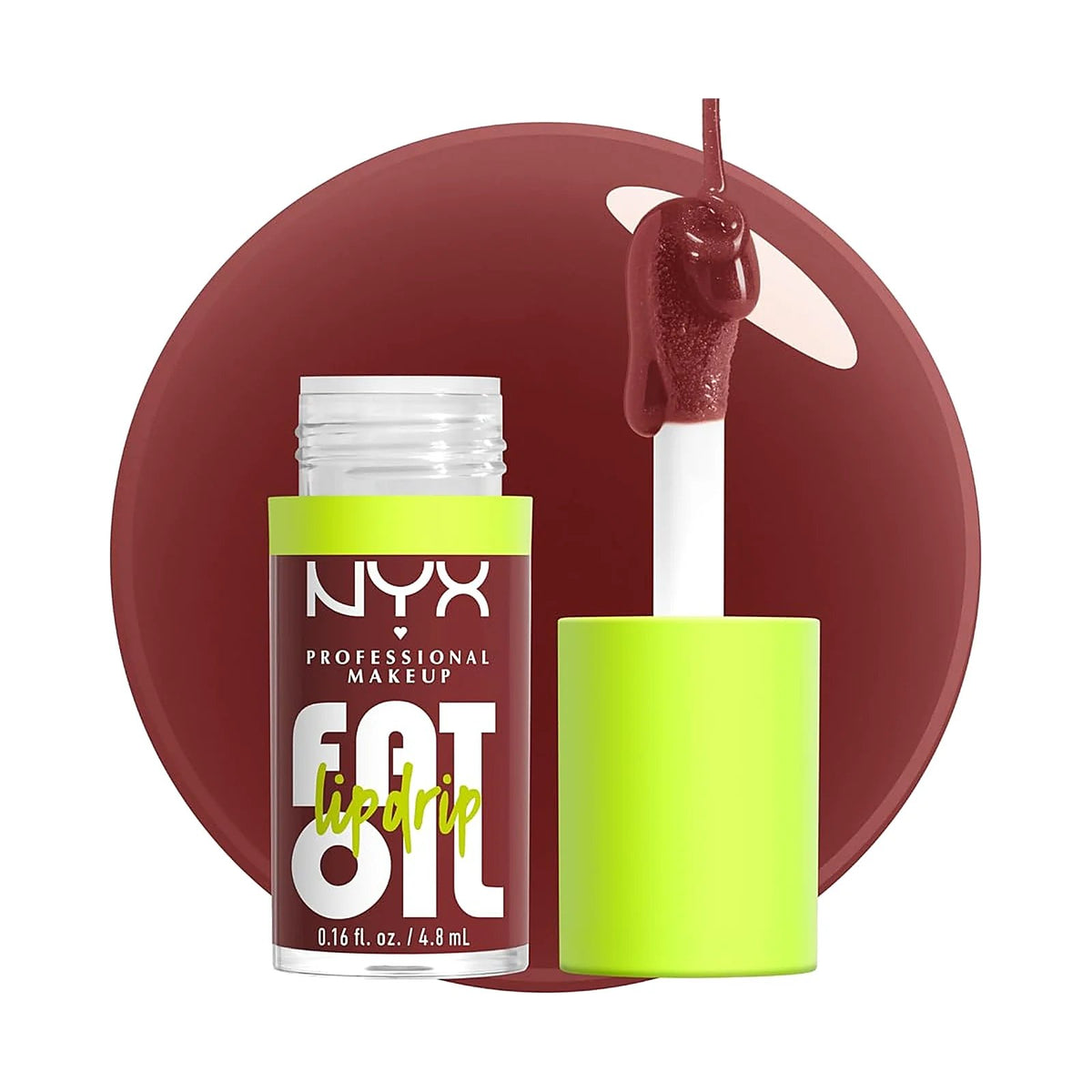 Huile à lèvres NYX Fat Oil Lip Drip 4,8 ml, teinte Sprinkle Sprinkle, sur fond blanc