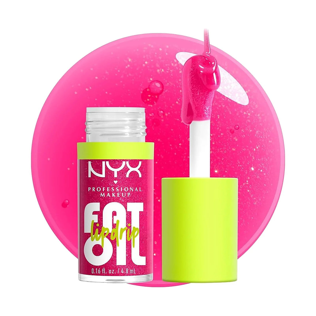 Huile à lèvres NYX Fat Oil Lip Drip 4,8 ml, teinte Supermodel, sur fond blanc
