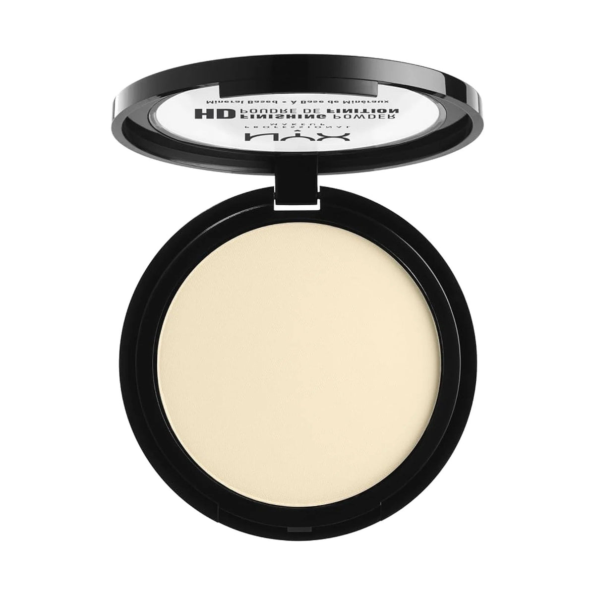 Poudre NYX High Definition Finishing Powder 8 g, teinte 02 Banana, sur fond blanc