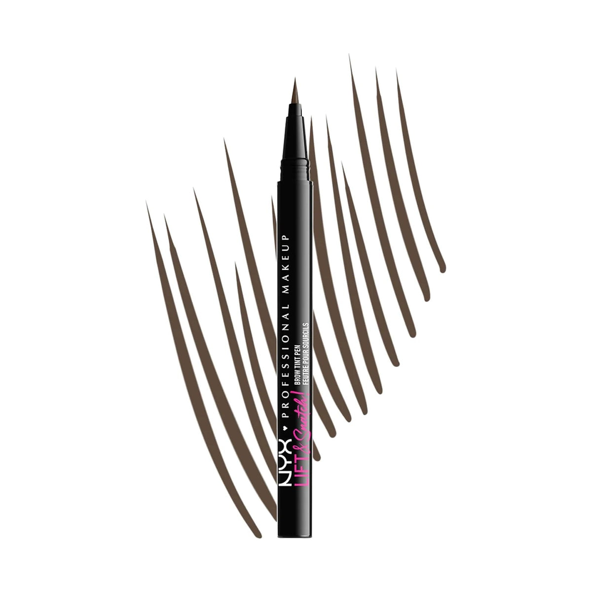Feutre à sourcils NYX Lift & Snatch!, teinte 06 Ash Brown, sur fond blanc