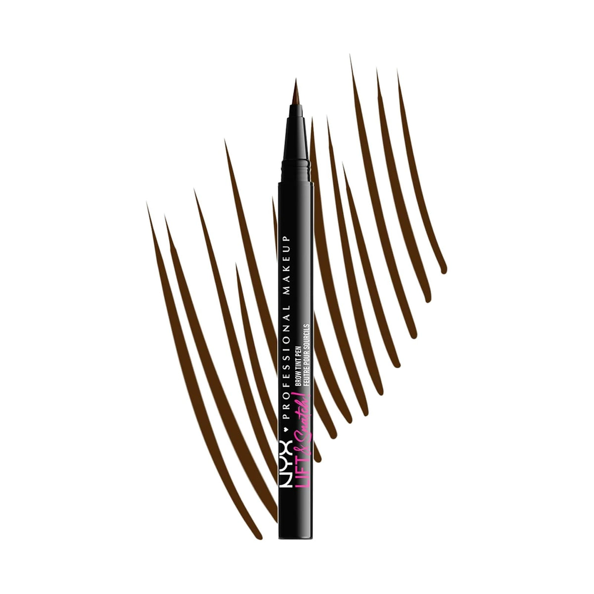 Feutre à sourcils NYX Lift & Snatch!, teinte 08 Espresso, sur fond blanc