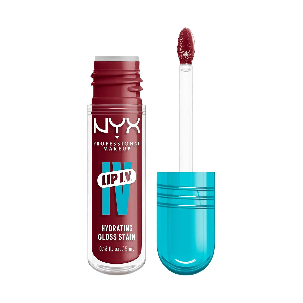 Gloss teinté NYX Lip IV Hydrating Gloss Stain, teinte Blush Rush, sur fond blanc