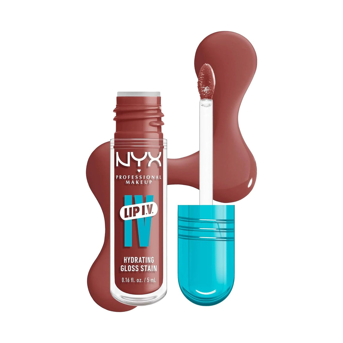 Gloss teinté NYX Lip IV Hydrating Gloss Stain, teinte Hydra-Honey, sur fond blanc