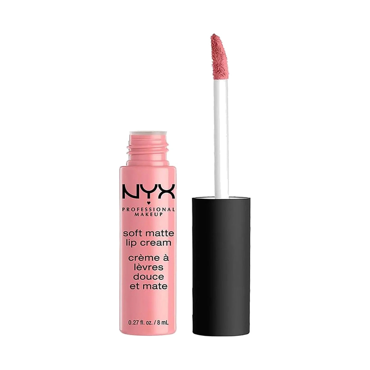 Rouge à lèvres liquide NYX Soft Matte Lip Cream, teinte Istanbul, sur fond blanc