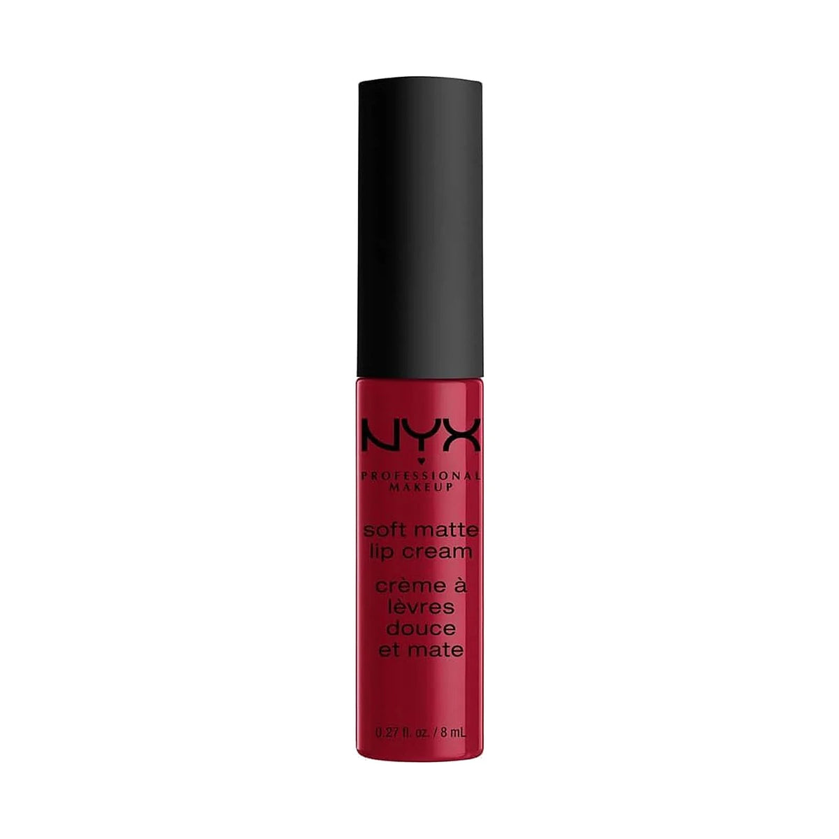 Rouge à lèvres liquide NYX Soft Matte Lip Cream, teinte Monte Carlo, sur fond blanc