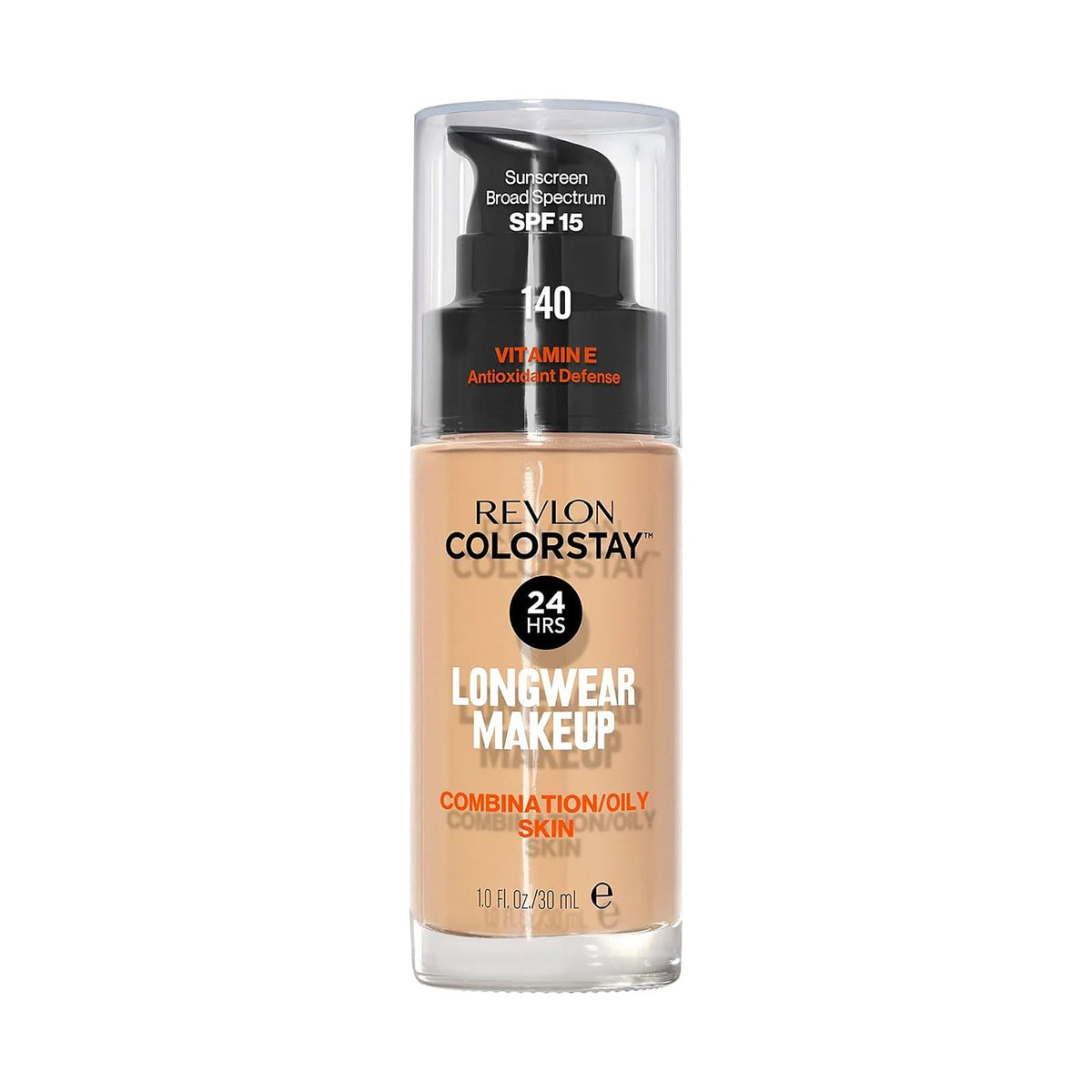 Fond de teint Revlon ColorStay peau mixte à grasse 30 ml, teinte 140 Oatmeal, sur fond blanc