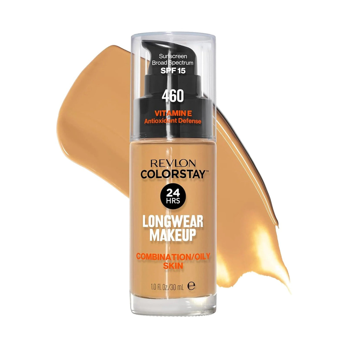 Fond de teint Revlon ColorStay peau mixte à grasse 30 ml, teinte Macadamia, sur fond blanc