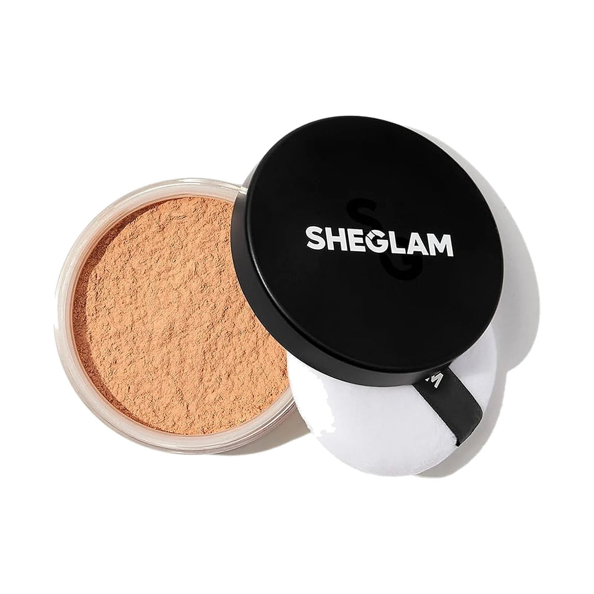 Poudre libre SHEGLAM Baked Glow, teinte Light Brown, sur fond blanc