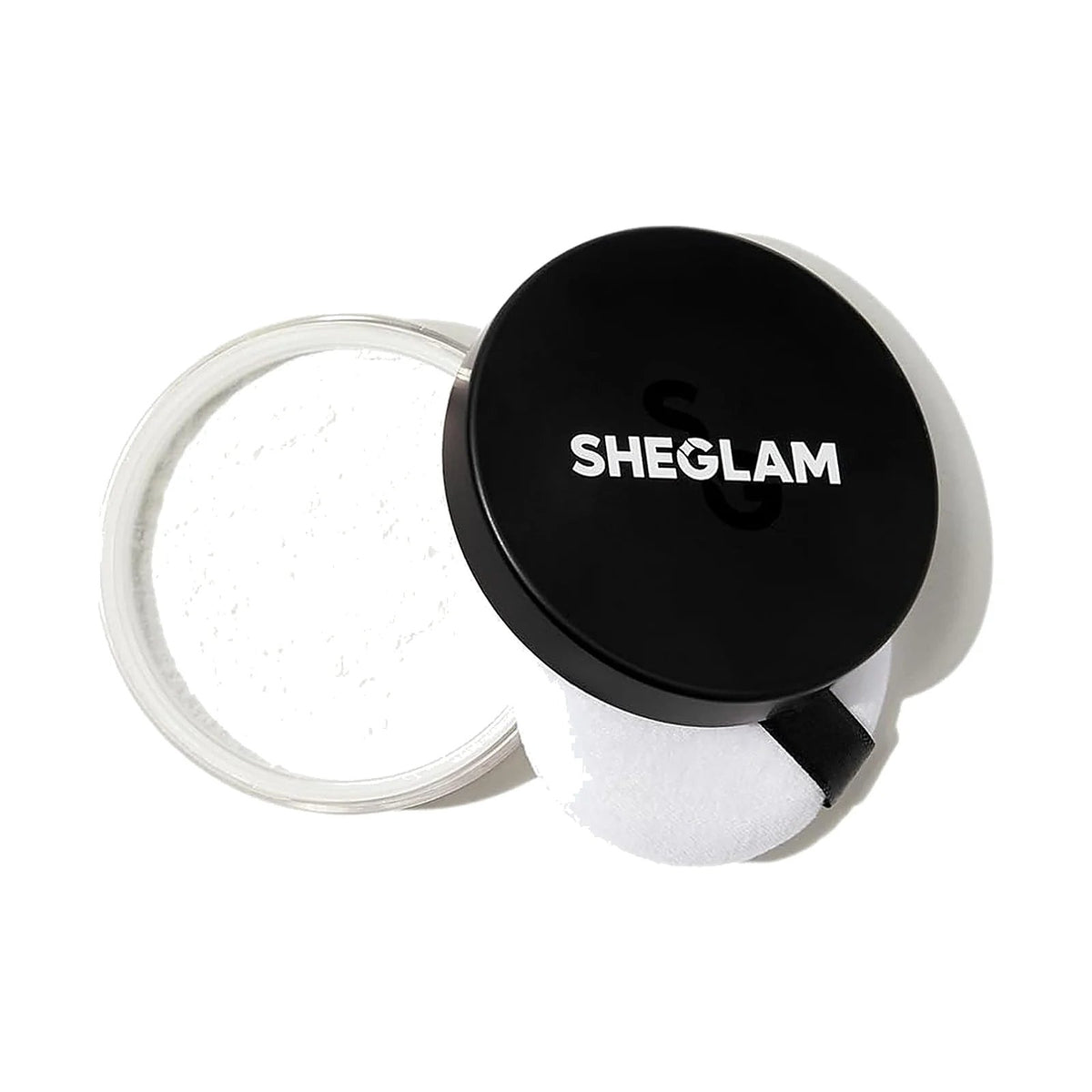 Poudre libre SHEGLAM Baked Glow, teinte Translucent, sur fond blanc