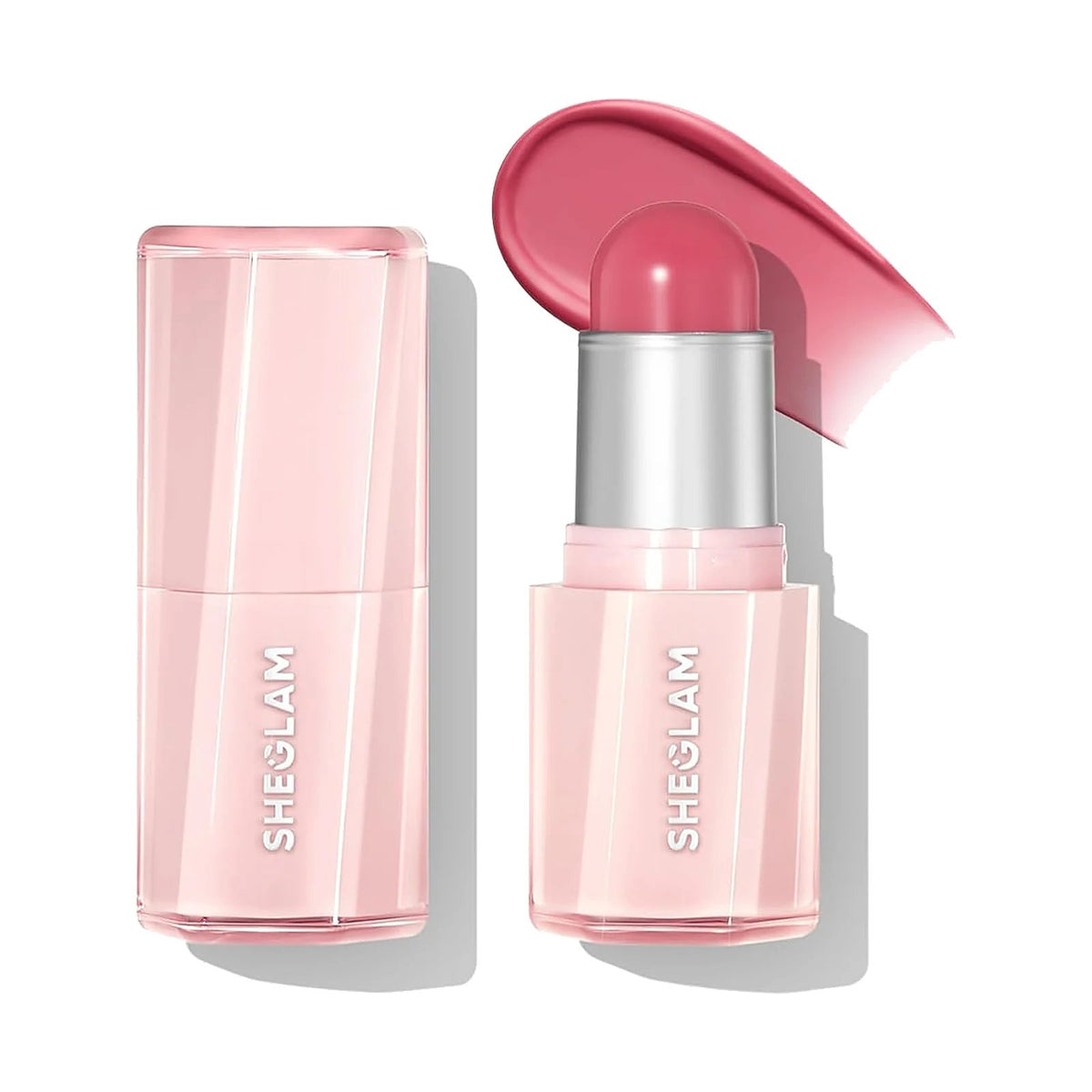 Blush stick SHEGLAM Buttery Bliss, teinte Love Cake, sur fond blanc