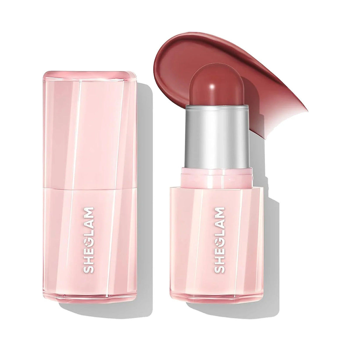 Blush stick SHEGLAM Buttery Bliss, teinte Painted Peony, sur fond blanc