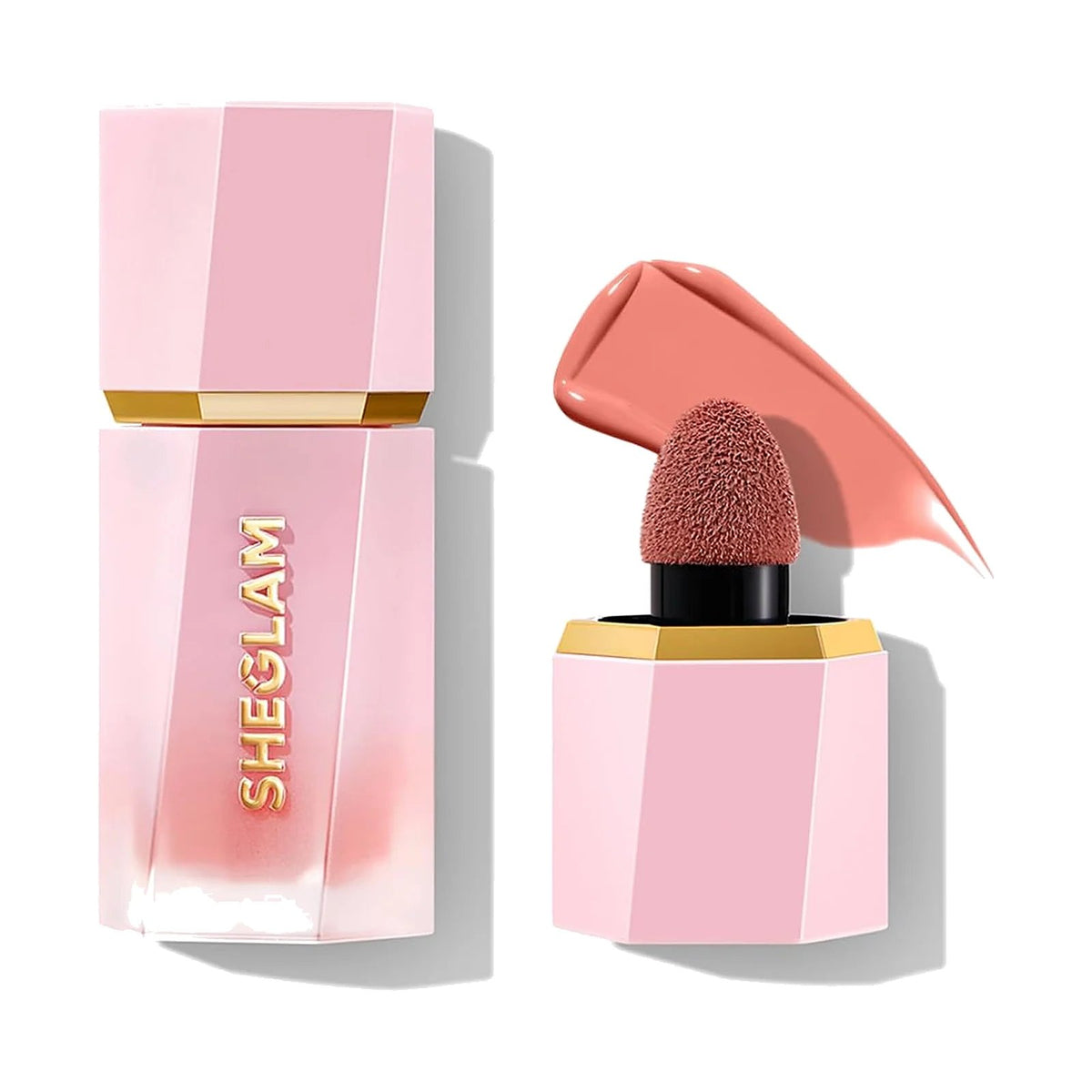 Blush liquide SHEGLAM Color Bloom, teinte Cutie Pie, sur fond blanc