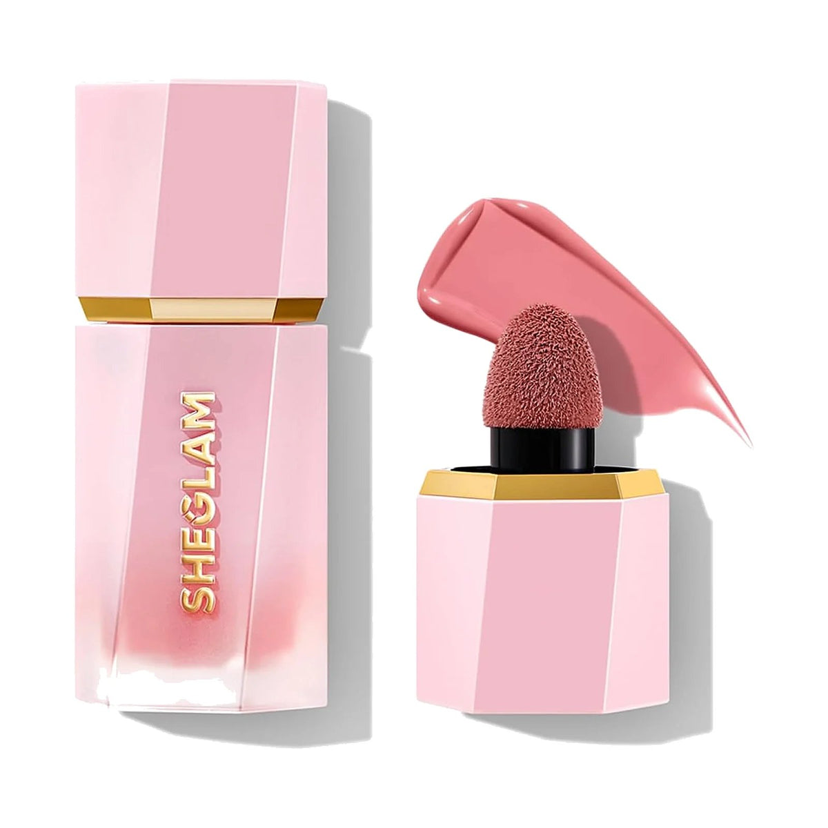 Blush liquide SHEGLAM Color Bloom, teinte Real Deal, sur fond blanc
