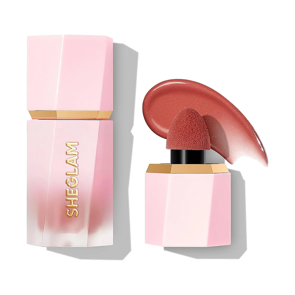 Blush liquide SHEGLAM Color Bloom, teinte Risky Business, sur fond blanc