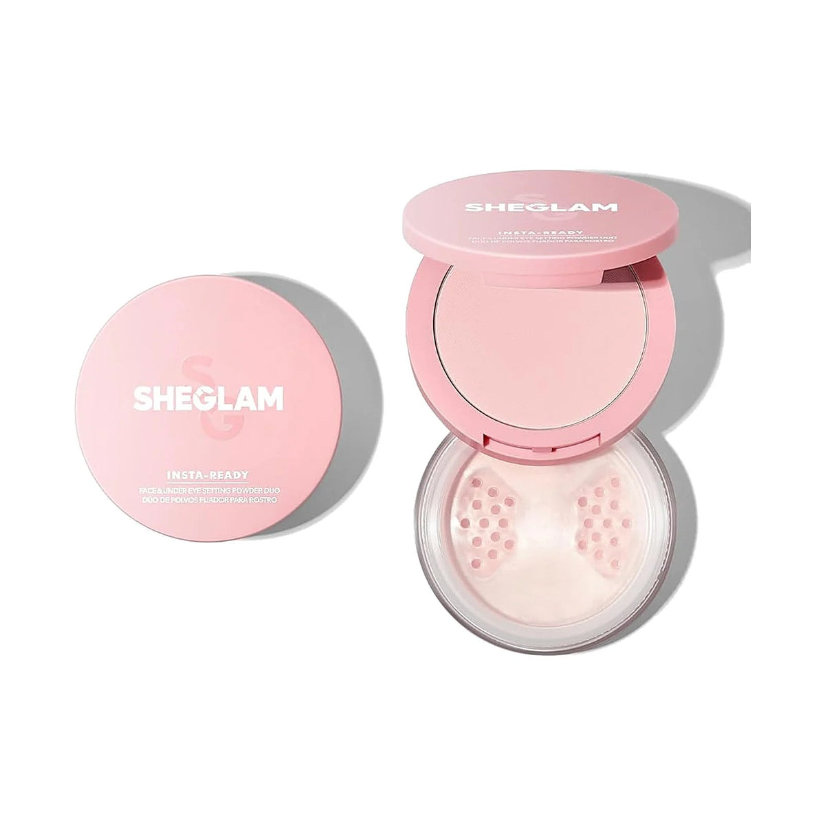 Poudre libre SHEGLAM Insta-Ready, teinte Bubblegum, sur fond blanc