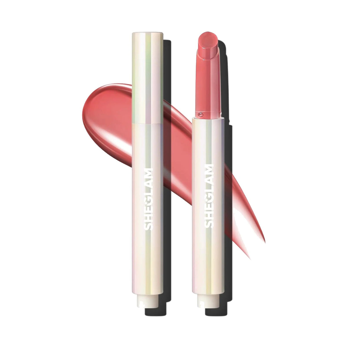 Gloss solide SHEGLAM Pout-Perfect, teinte Pink Flamingo, sur fond blanc