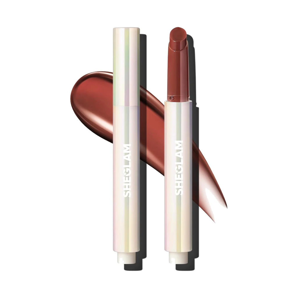 Gloss solide SHEGLAM Pout-Perfect, teinte Sepia Kiss, sur fond blanc