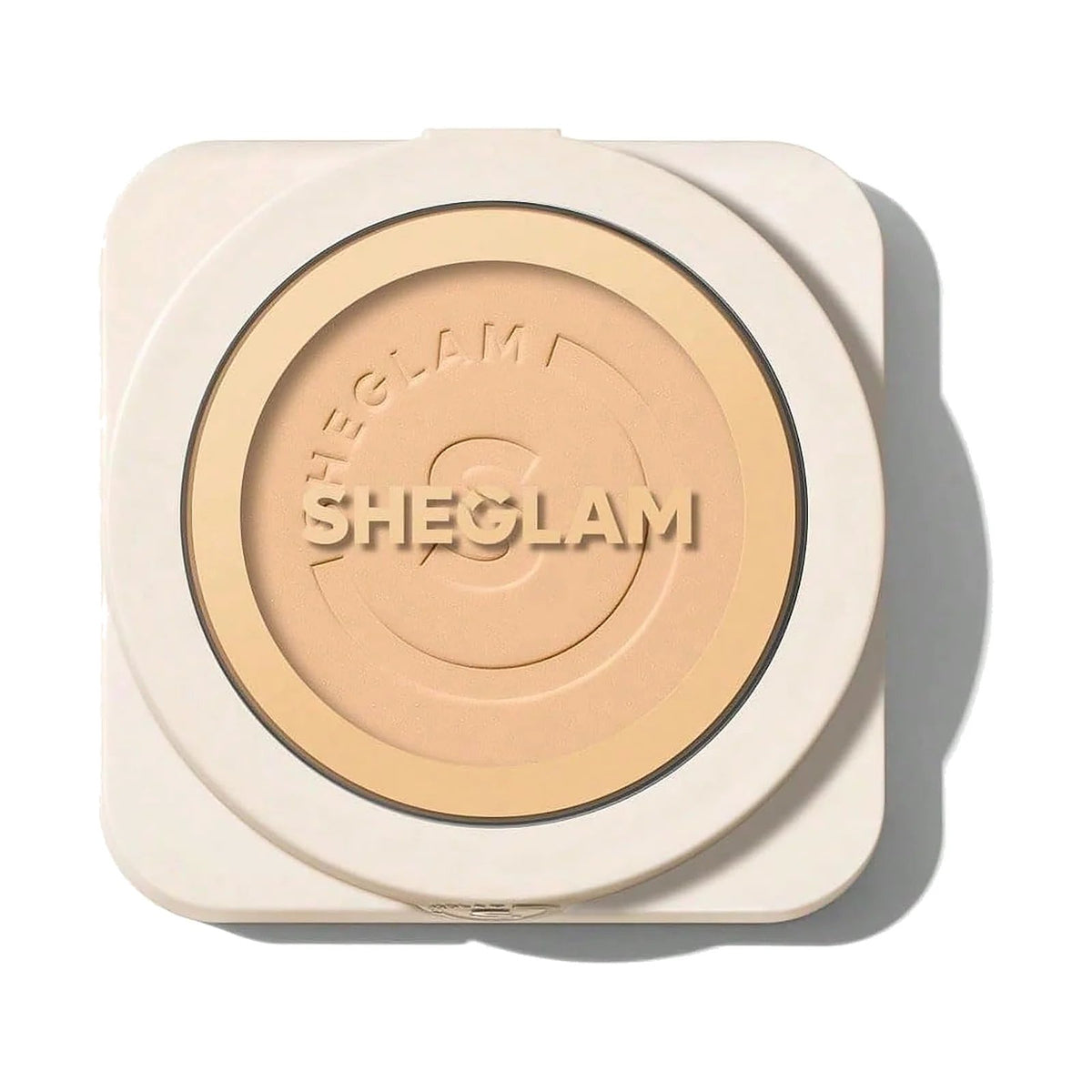Fond de teint poudre SHEGLAM Skin-Focus dans son boîtier, teinte Nude, sur fond blanc