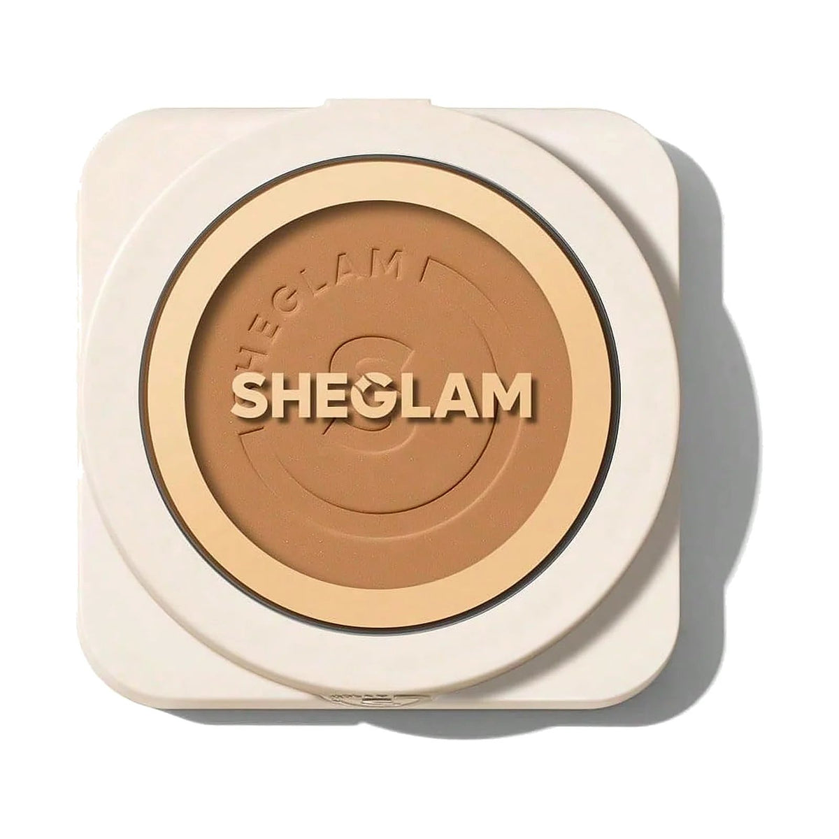 Fond de teint poudre SHEGLAM Skin-Focus dans son boîtier, teinte Peach, sur fond blanc