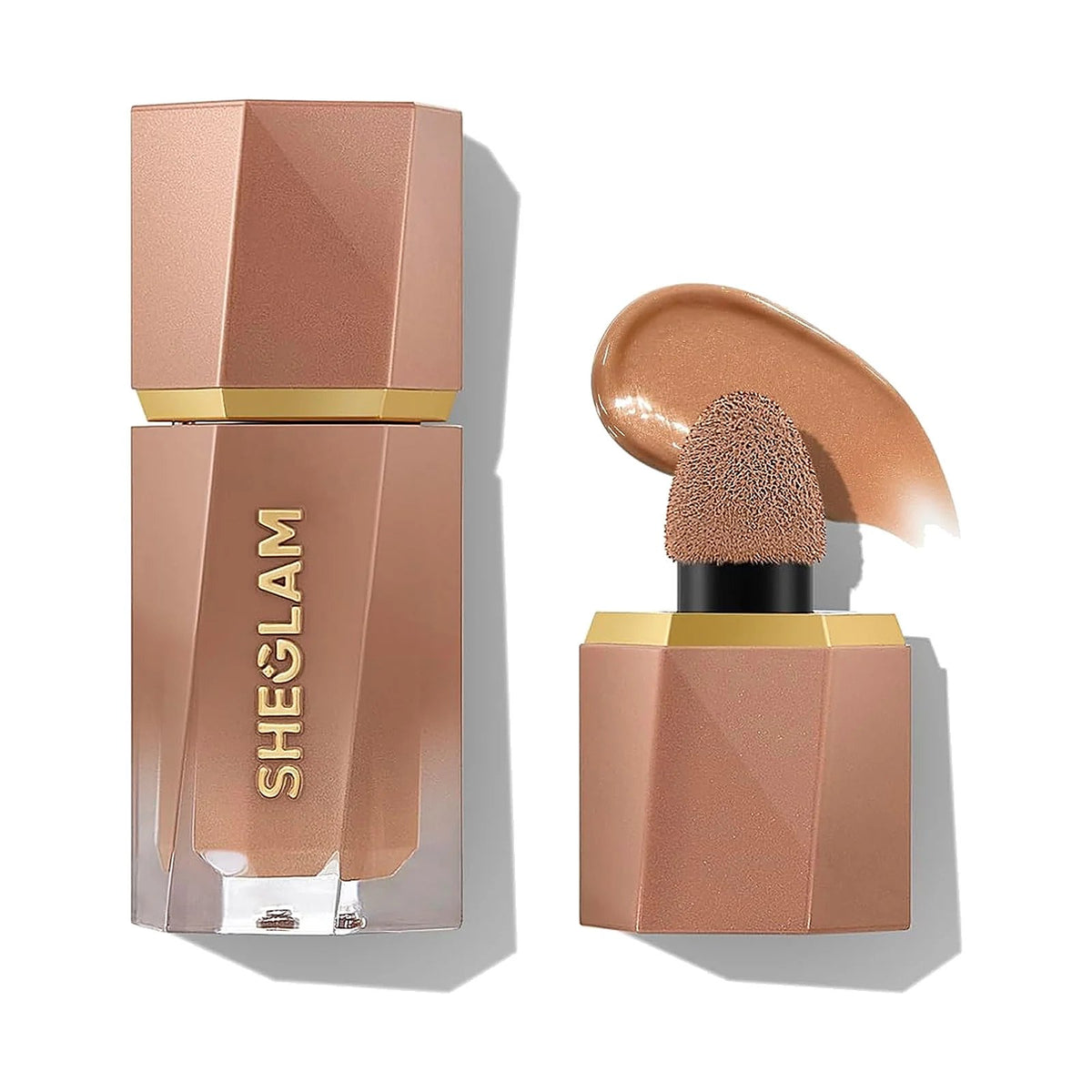 Bronzer liquide SHEGLAM Sun Beam 5,2 ml, teinte Golden Sun, sur fond blanc