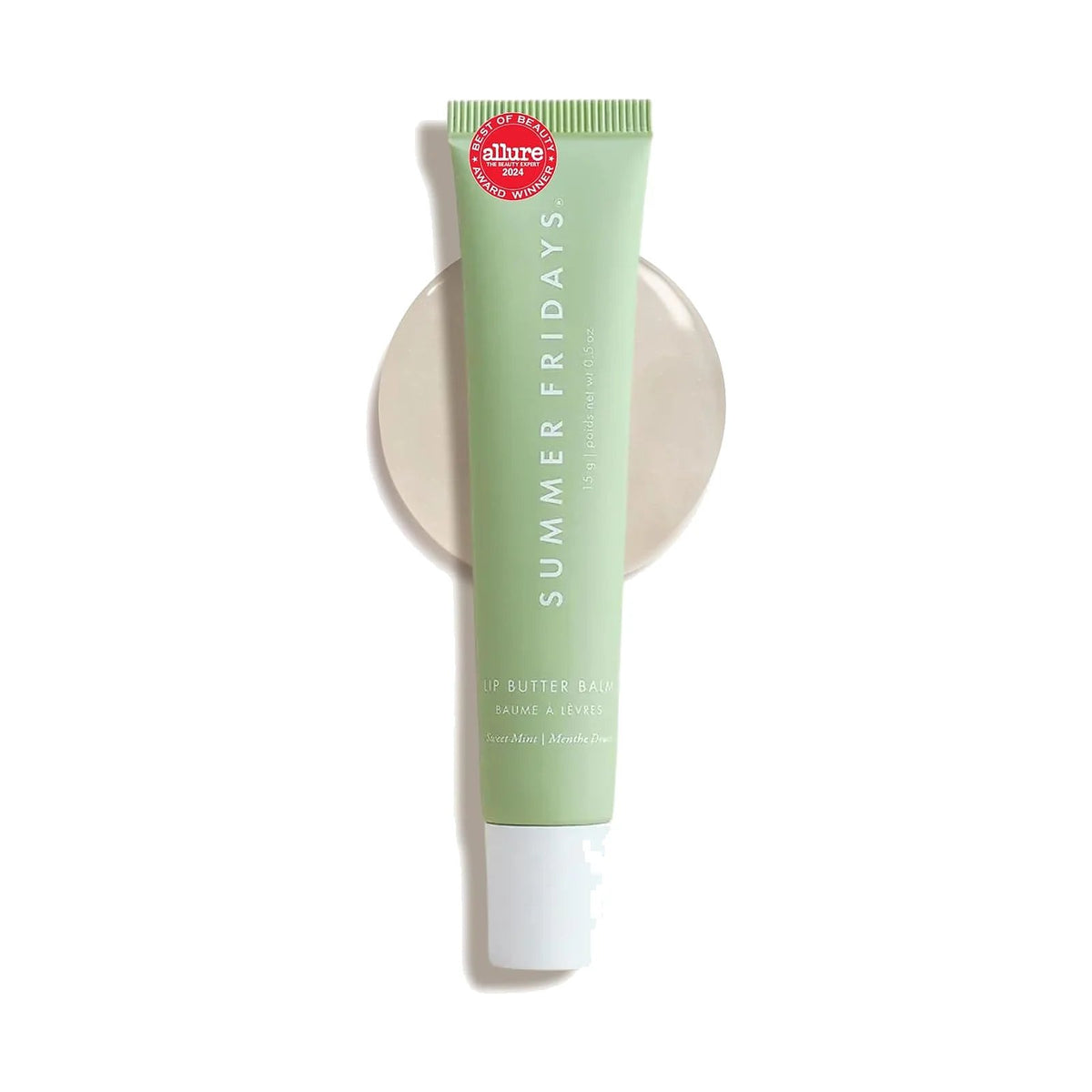 Baume à lèvres Summer Fridays Lip Butter Balm 15 g, teinte Sweet Mint, sur fond blanc