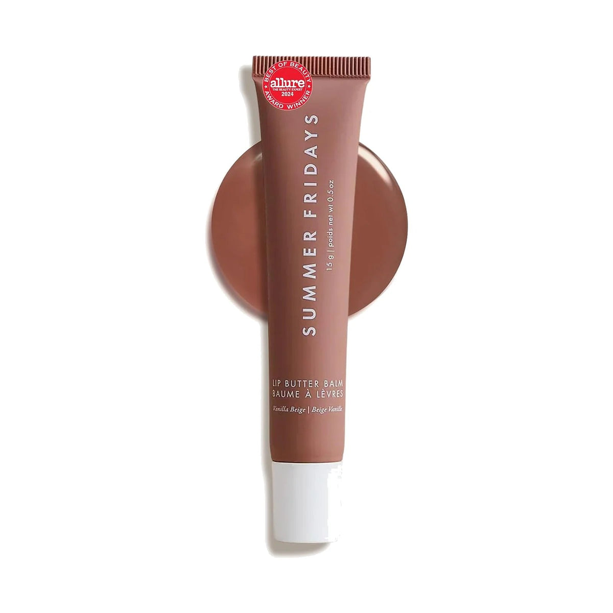 Baume à lèvres Summer Fridays Lip Butter Balm 15 g, teinte Vanilla Beige, sur fond blanc