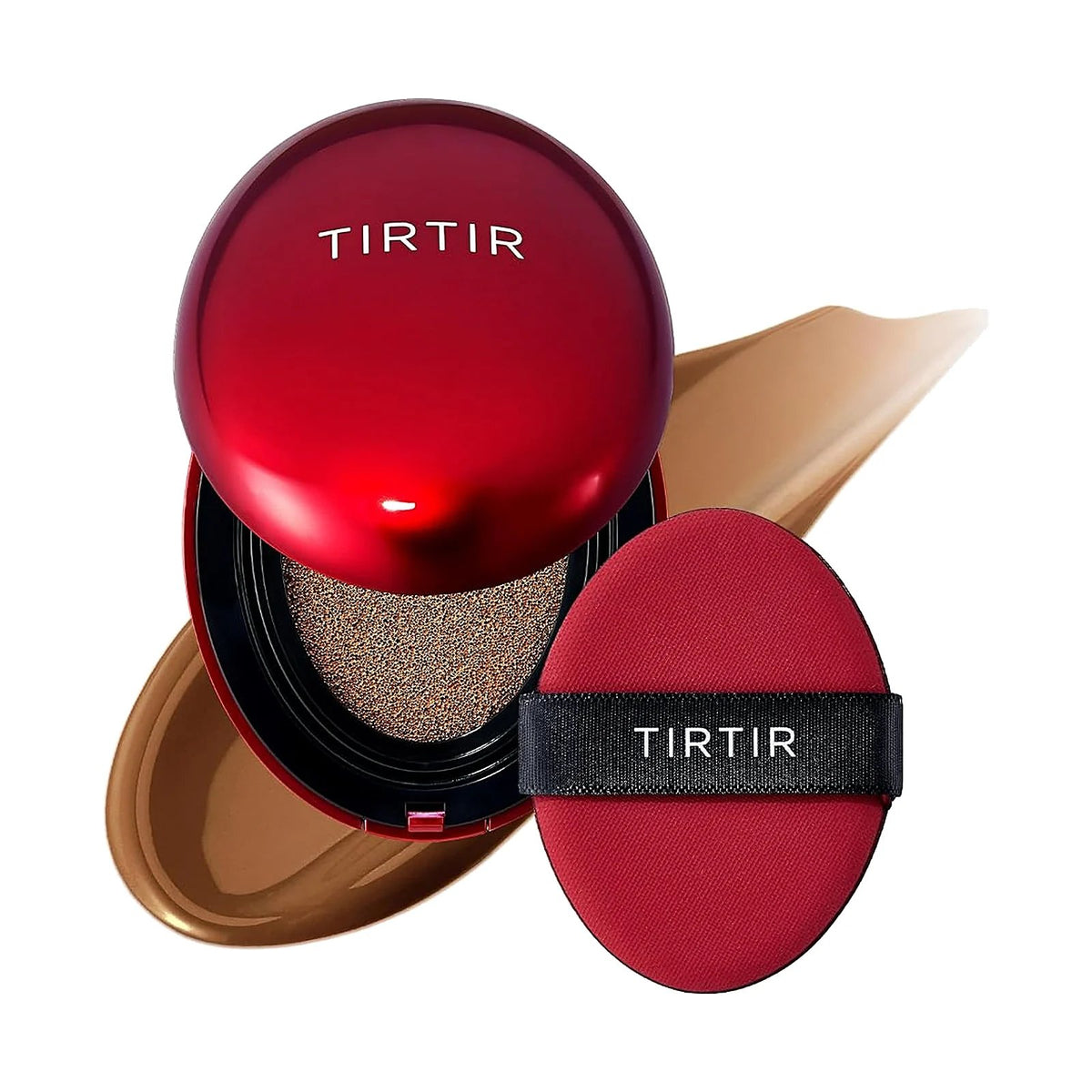TIRTIR Mask Fit Red Cushion, teinte 45N Saddle Brown, sur fond blanc
