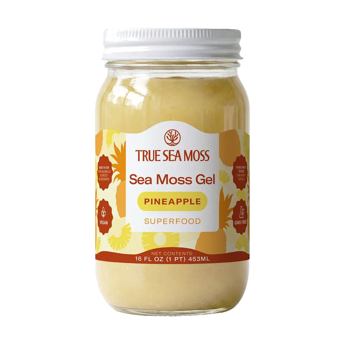 True Sea Moss gel de sea moss, bocal de 453 ml · Ananas