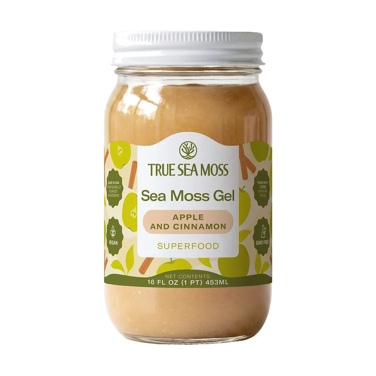 True Sea Moss gel de sea moss, bocal de 453 ml · Pomme et cannelle