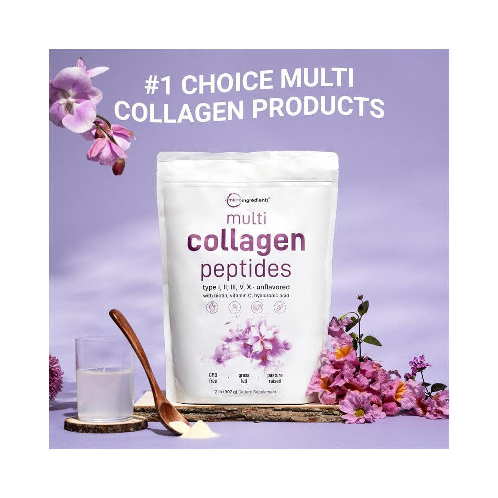 Micro Ingredients collagène multi-types + biotine, 907 g