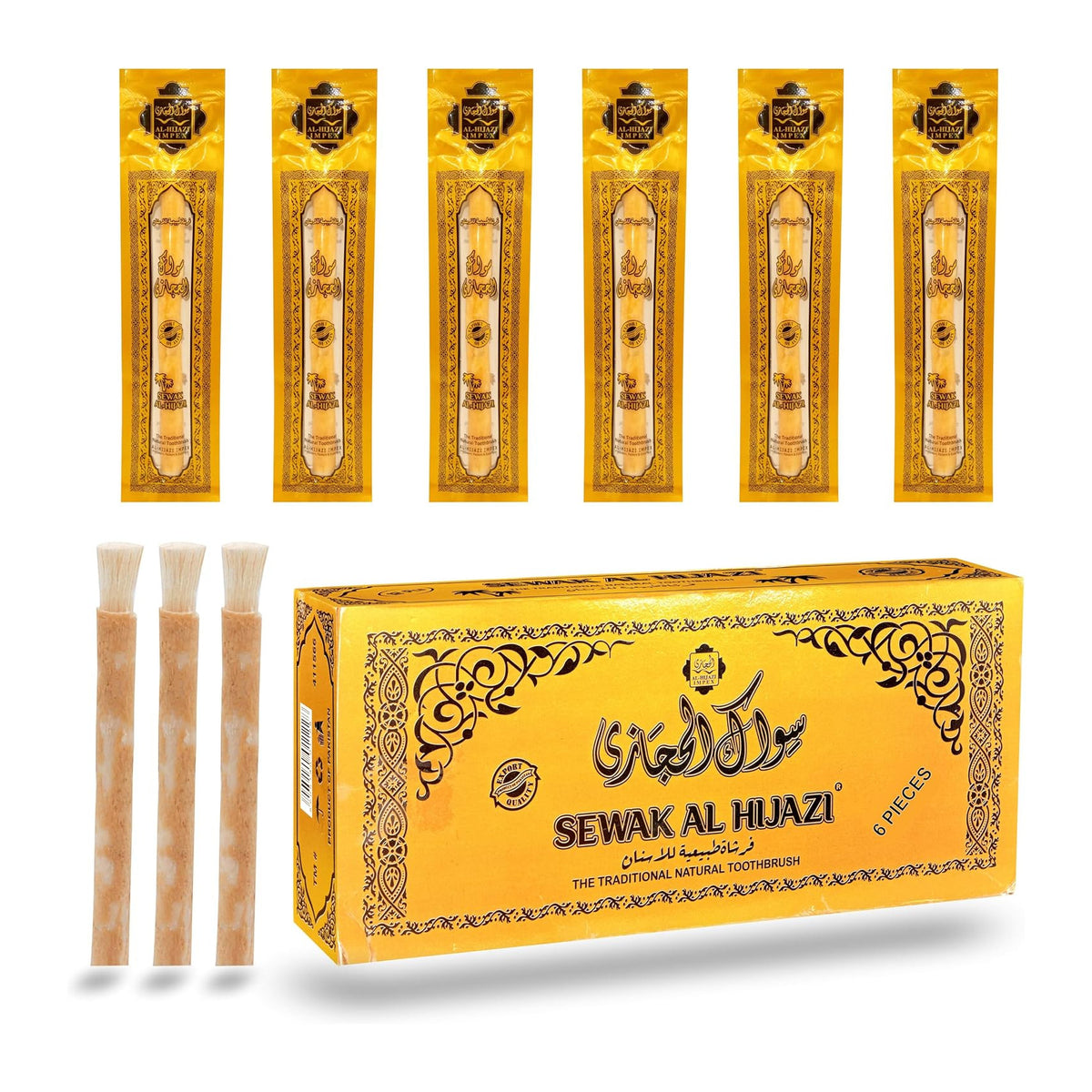 Siwak Sewak Al Hijazi, 6 bâtonnets de miswak naturel