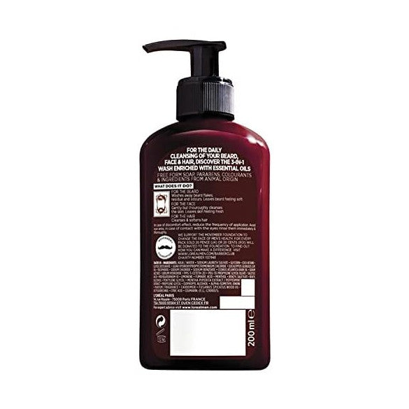 L'Oréal Men Expert Barber Club nettoyant 3 en 1 barbe, cheveux et visage 200 ml