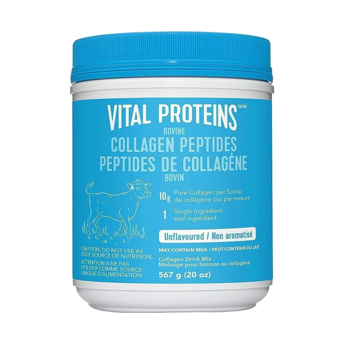 Vital Proteins Collagen Peptides, pot de 567 g non aromatisé, photo du produit seul sur fond blanc