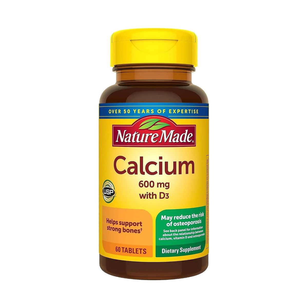 Nature Made calcium 600 mg + vitamine D3, 60 comprimés